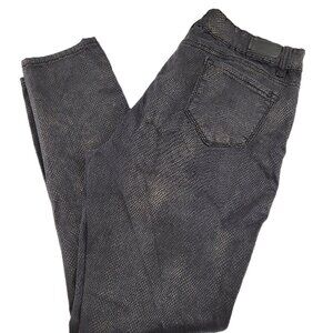 i Jeans by Buffalo Women's 14 Black Gold Metallic Snakeskin Print Ankle Pants